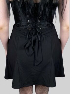 “Vamp” Gothic Vintage Back Tie Bow Mini Skirt